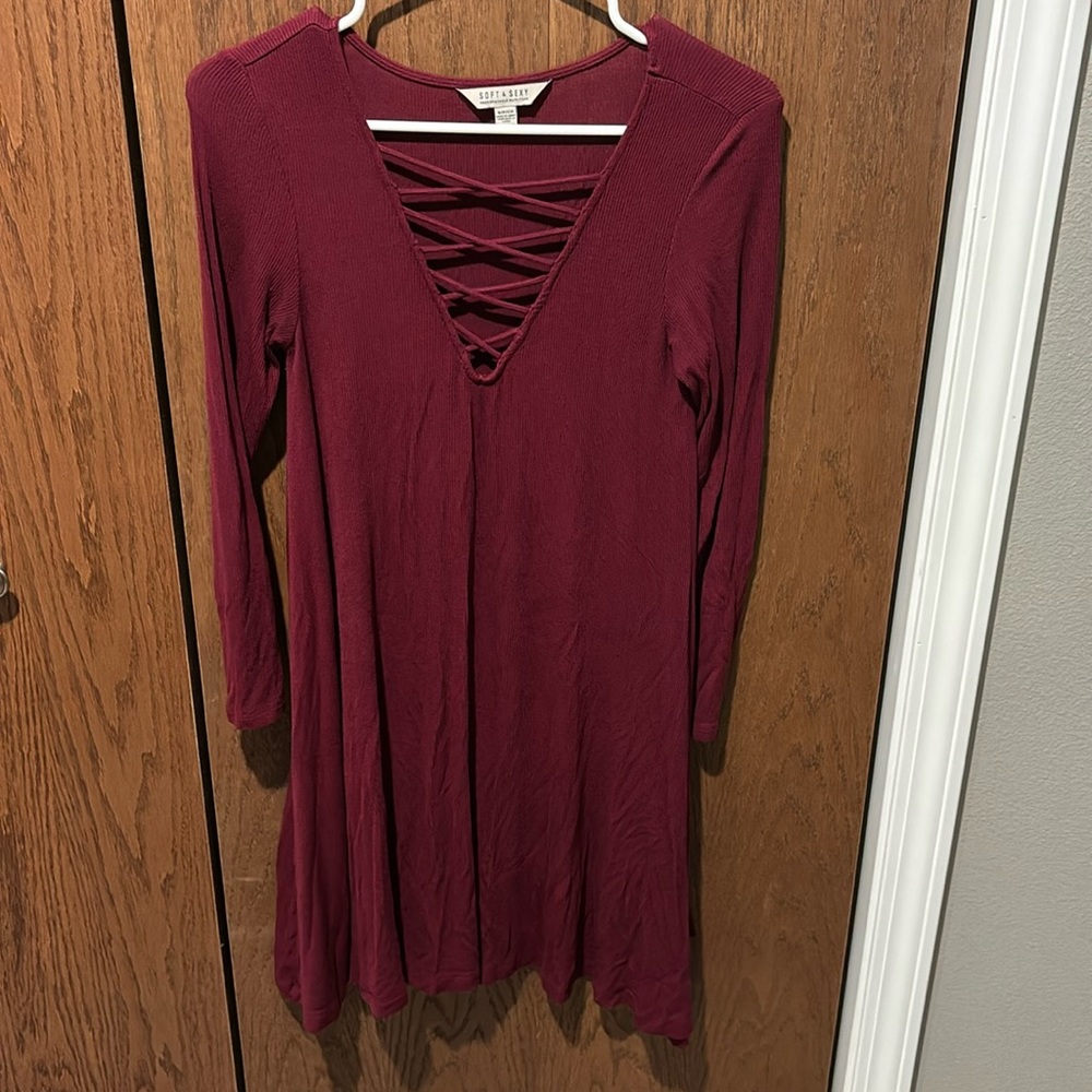 American Eagle Soft & Sexy Sweater Dress - Maroon
